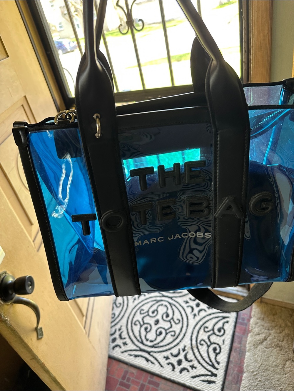 Marc Jacobs Blue Transparent PVC Tote with Black Trim
